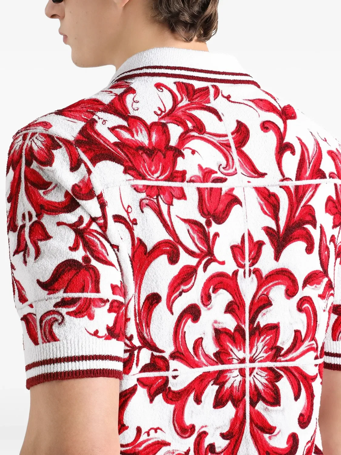 Рубашка поло с принтом Majolica Dolce & Gabbana, красный — фото 4