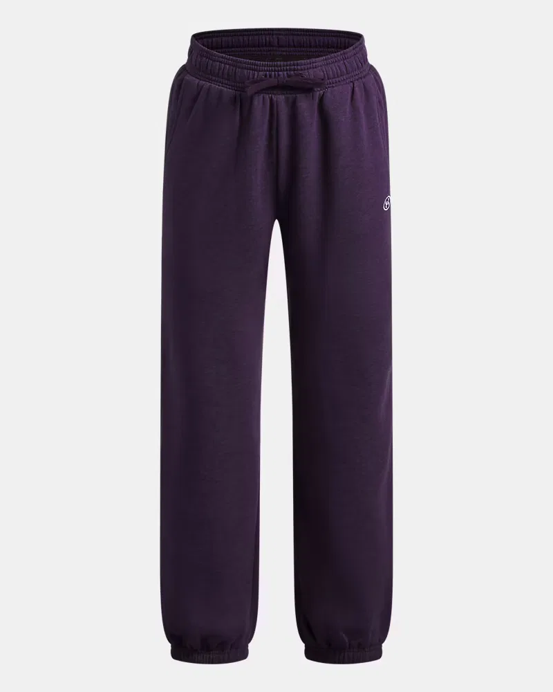 Джоггеры для девочек 66 см утепленные флисовые с начесом UA Rival Fleece UnderArmour, Purple Echo Light Heather/White