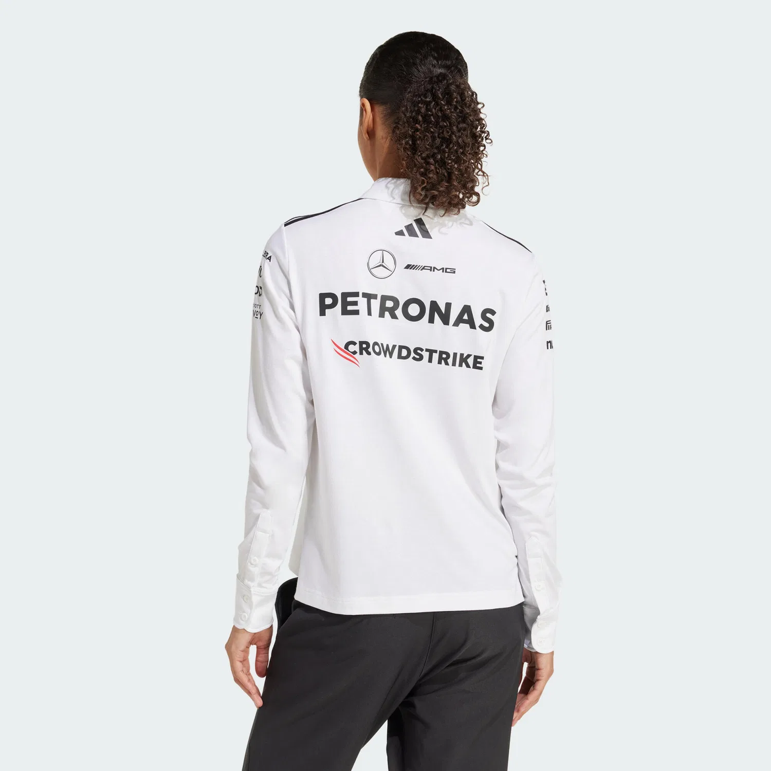 Мужское поло с принтом Mercedes-AMG Petronas Formula One Team Adidas, Weiß Schwarz — фото 4