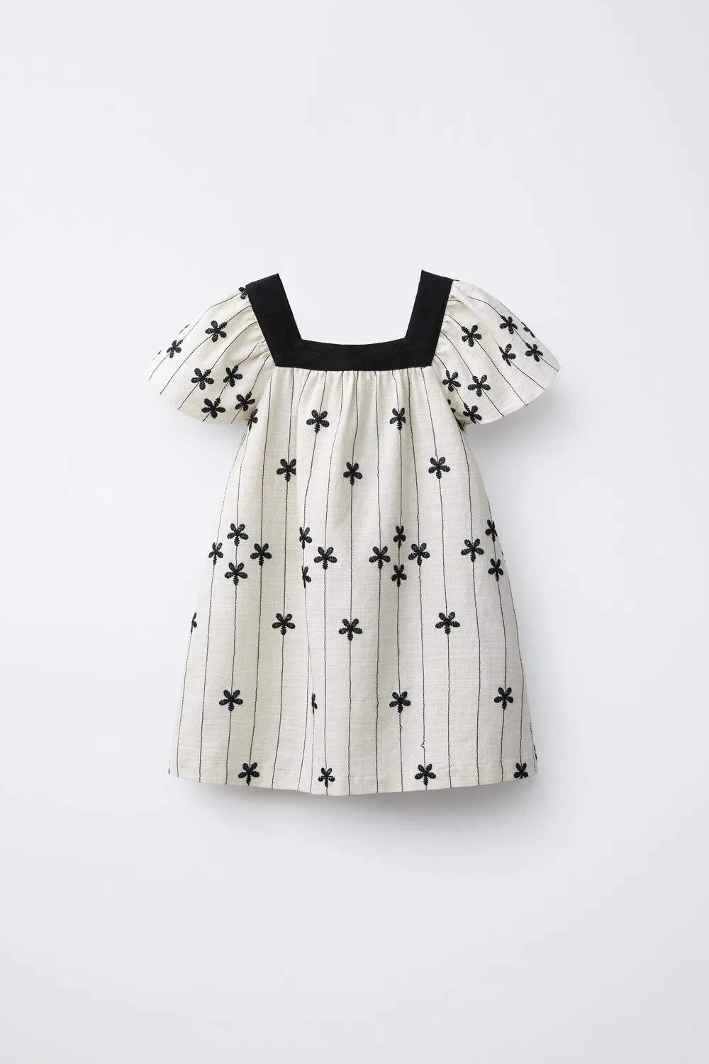 Платье с вышитым цветочным узором ZARA, Straw