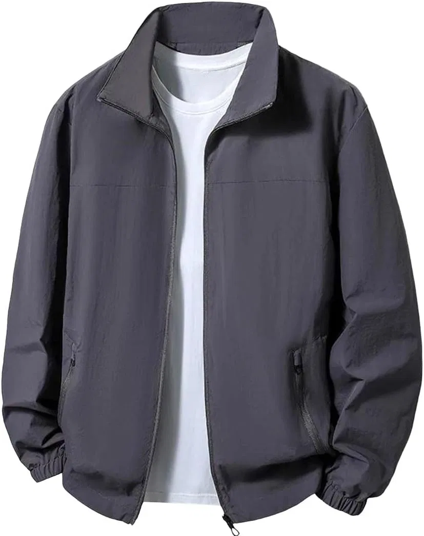 Мужское легкое пальто с воротником-стойкой, Work Coat, тёмно-серый