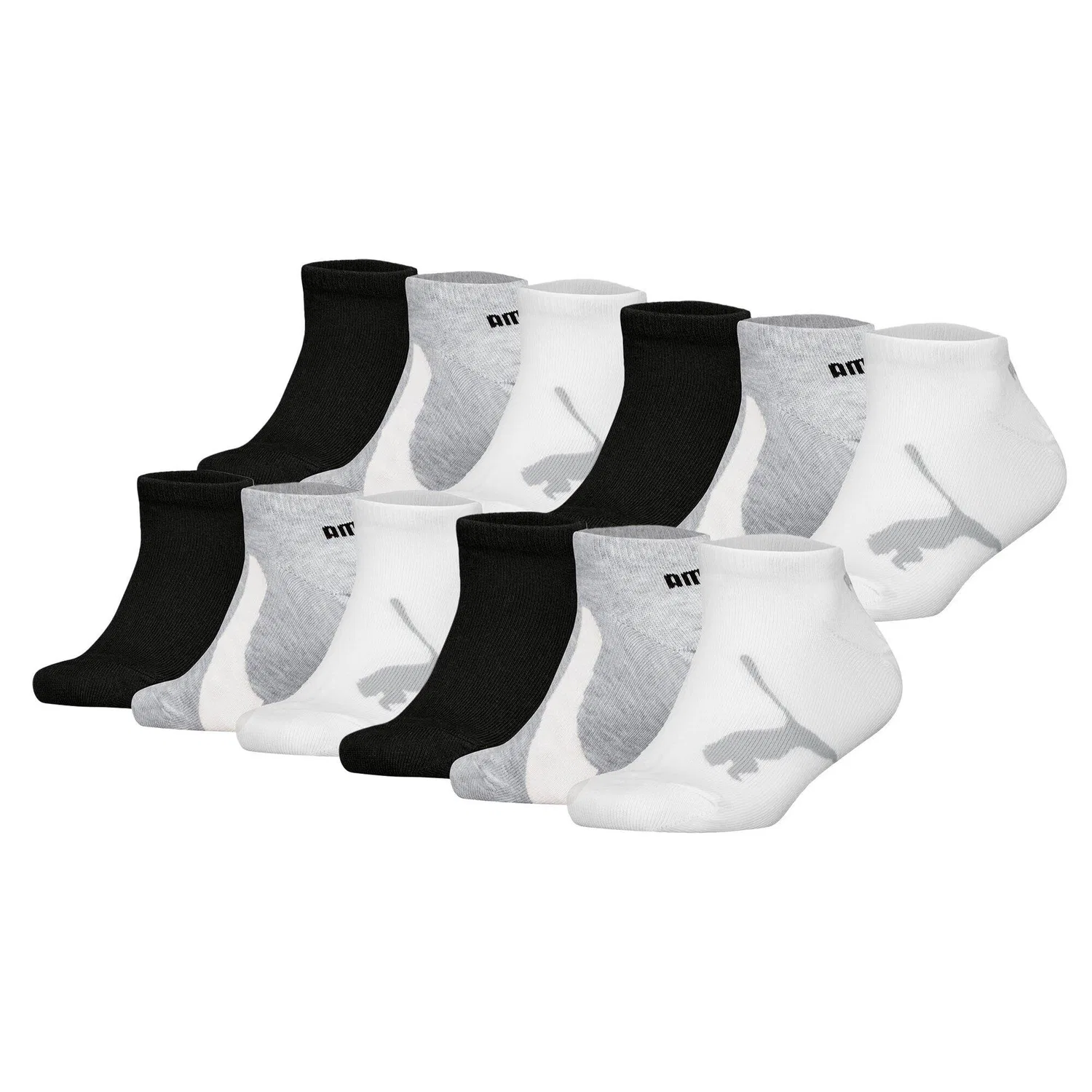 Детские носки с плоским швом, модель BWT Sneaker 12P, Puma, Bunt / Carbongrau
