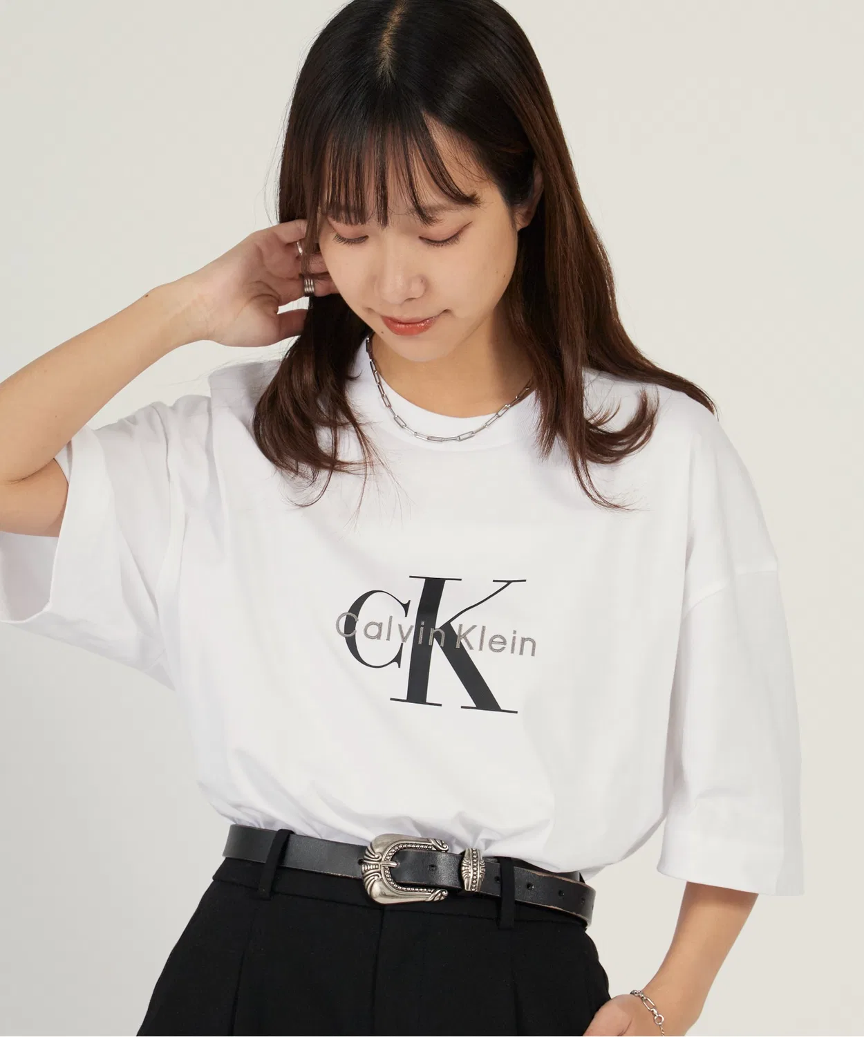 Футболка с принтом Calvin Klein A - MONOLOGO OVERSIZED TEE, Белая