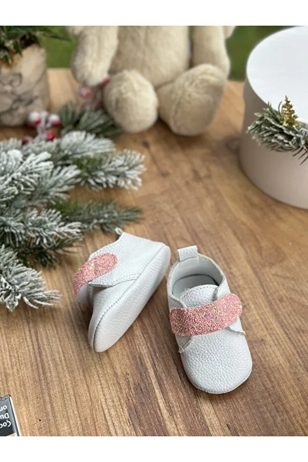 Детские кожаные ботинки для новорожденных на шнуровке Li Puna, White