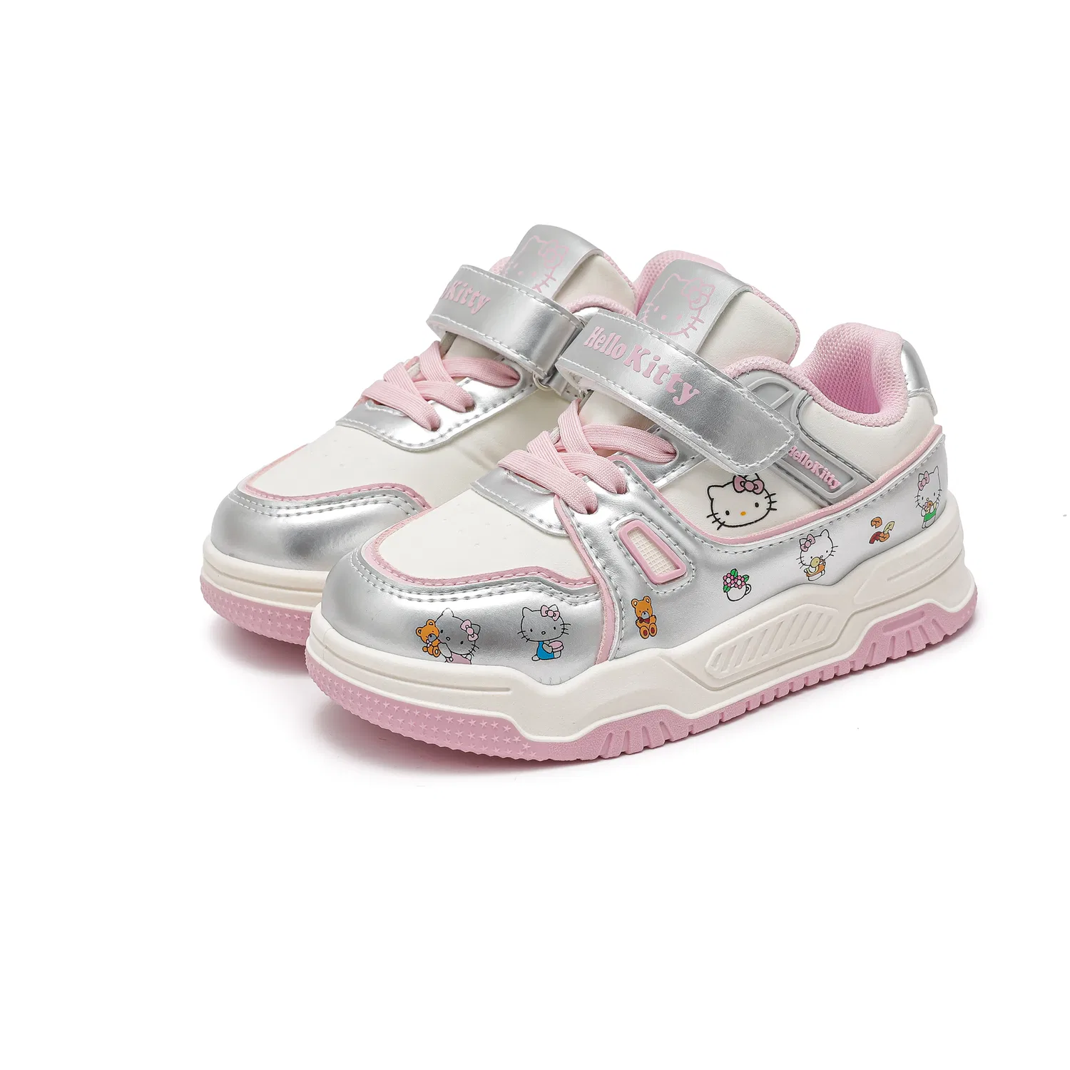 Детские повседневные кроссовки с Hello Kitty, Sanrio, Beige/Silver/Pink — фото 3