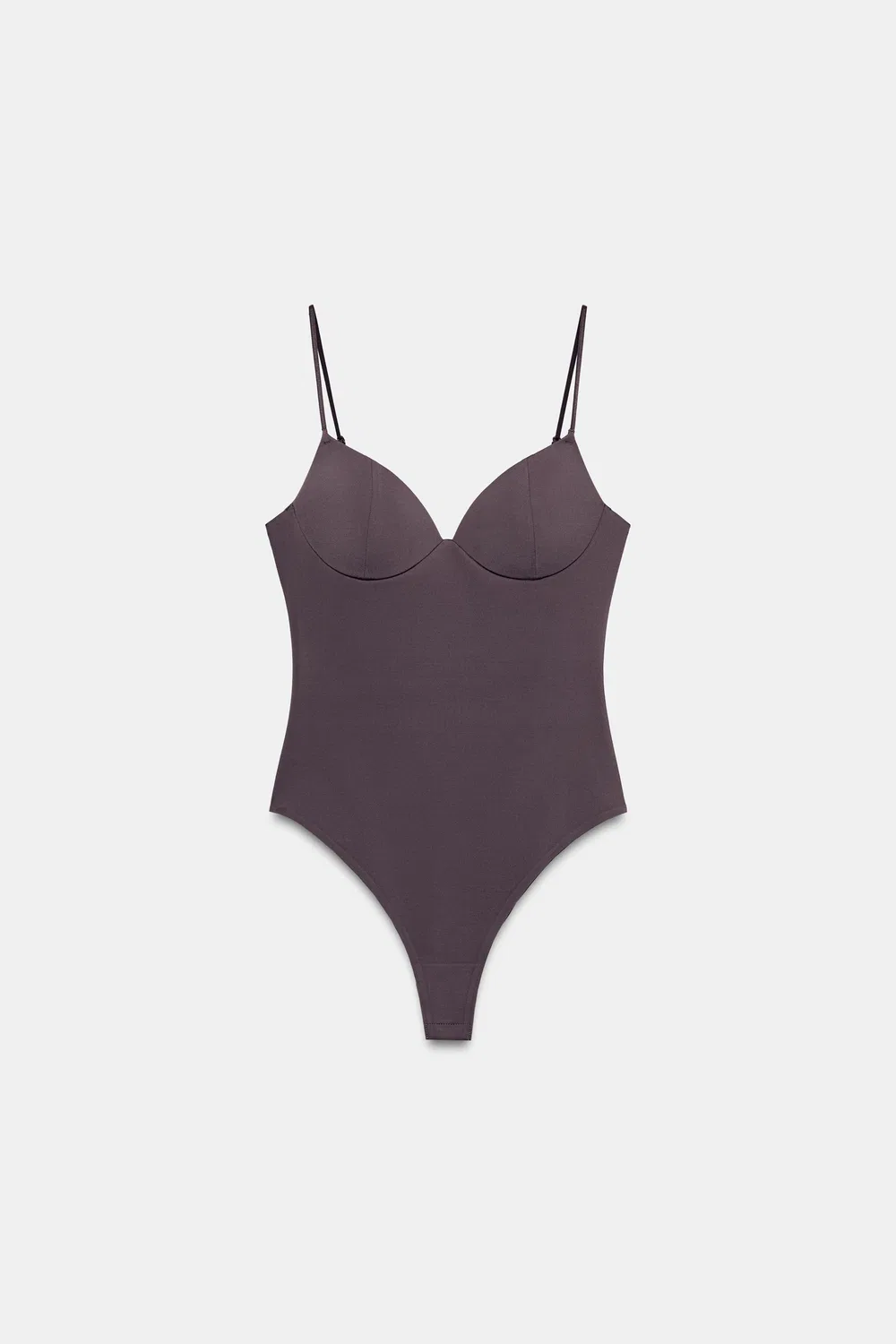 Боди с вырезом в форме сердечка ZARA, Aubergine — фото 4