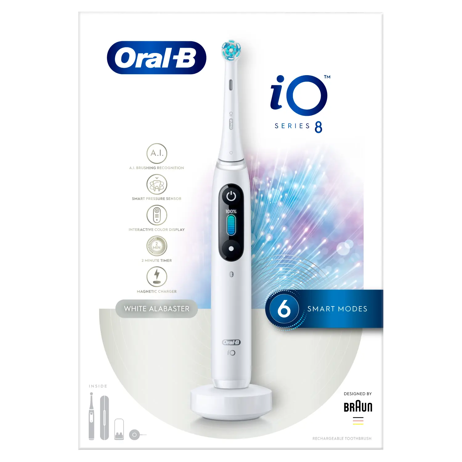 

Oral-B IO 8 White магнитная зубная щетка для чистки зубов, 1 упаковка