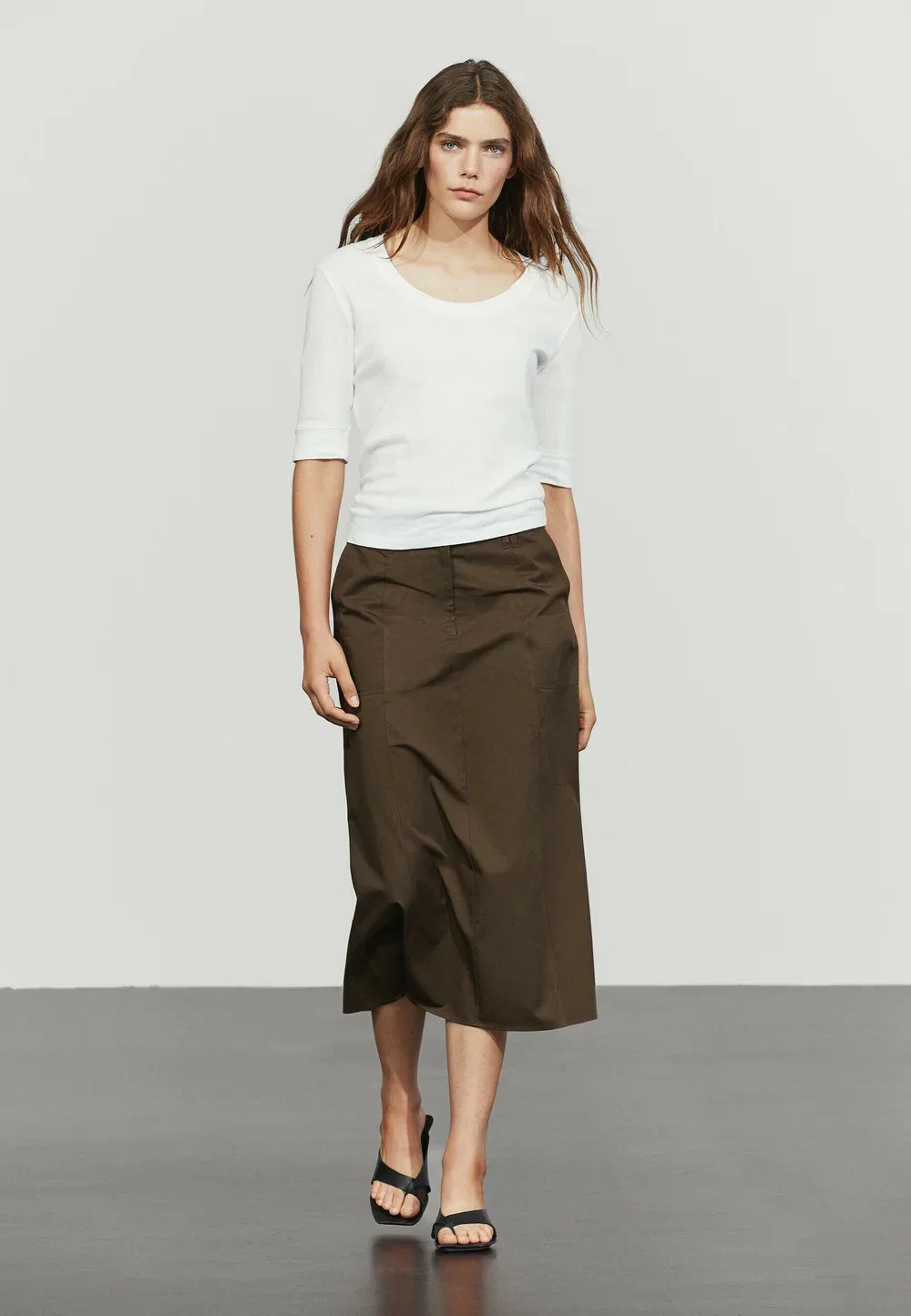 Юбка А-силуэта Massimo Dutti, Dark Brown — фото 3