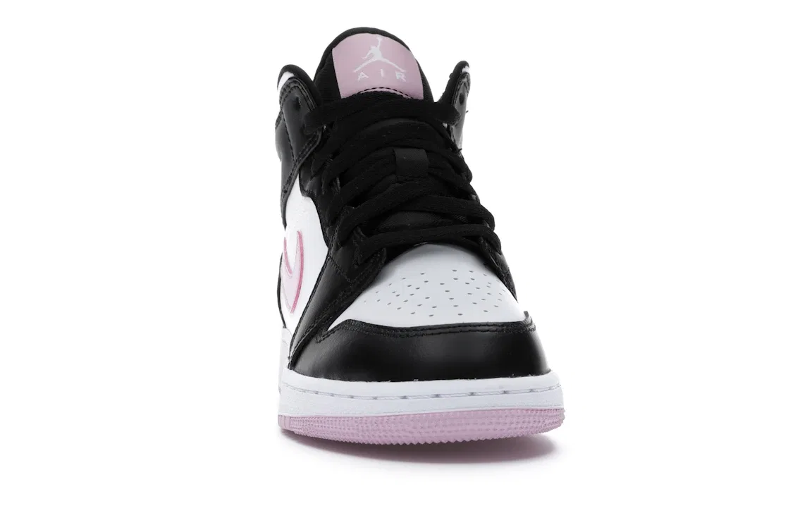 Детские кроссовки для мальчиков с принтом Jordan 1 Mid Jordan, White/Black-Light Arctic Pink — фото 2