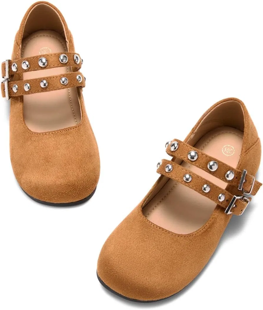 Детские балетки для девочек с пряжкой Haloumoning, Brown