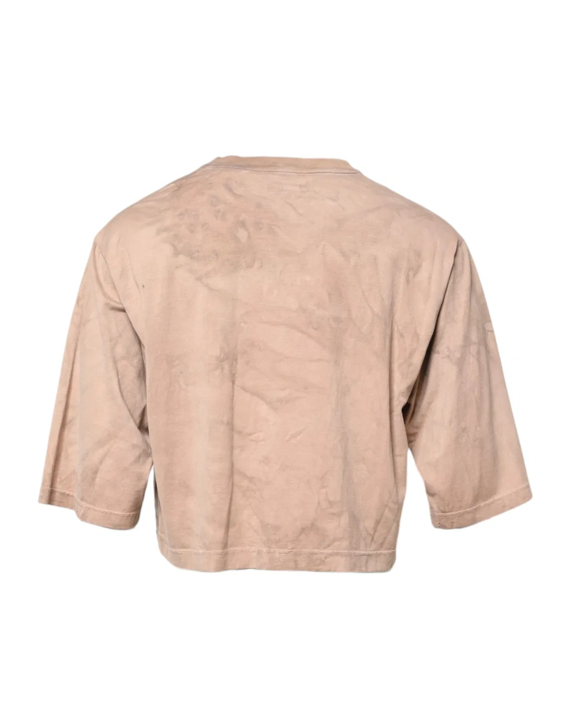 Мужская футболка с принтом логотипа и эффектом тай-дай Beige Tie Dye Logo Print Cropped Dolce & Gabbana, Beige — фото 3