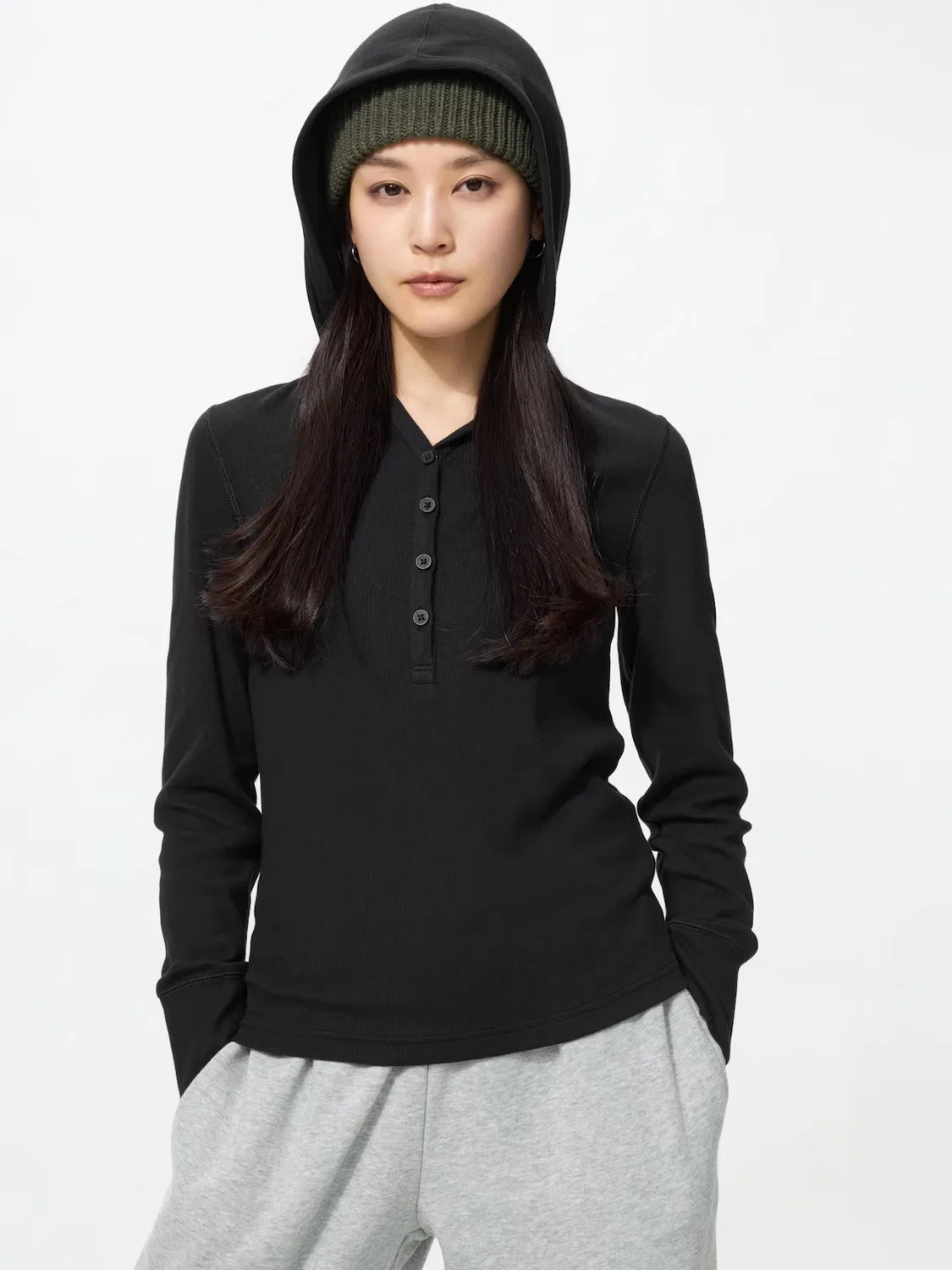 Худи Uniqlo, с капюшоном, черный