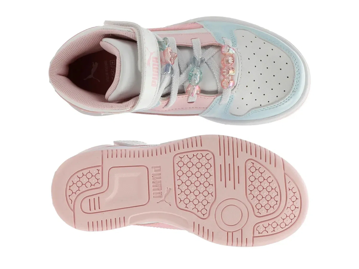 Кроссовки высокие Rebound Layup, PUMA, белый/синий/розовый — фото 3