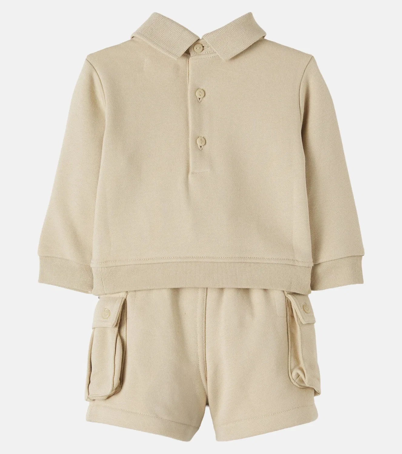 Комплект из свитшота и шортов хлопковый Polo Ralph Lauren Kids, бежевый — фото 3