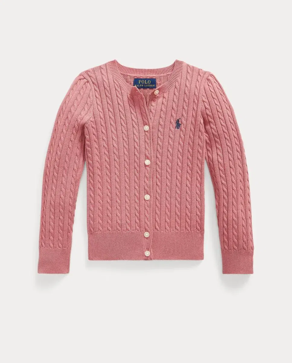Детский кардиган для девочек с косами Polo Ralph Lauren, Роза — фото 4