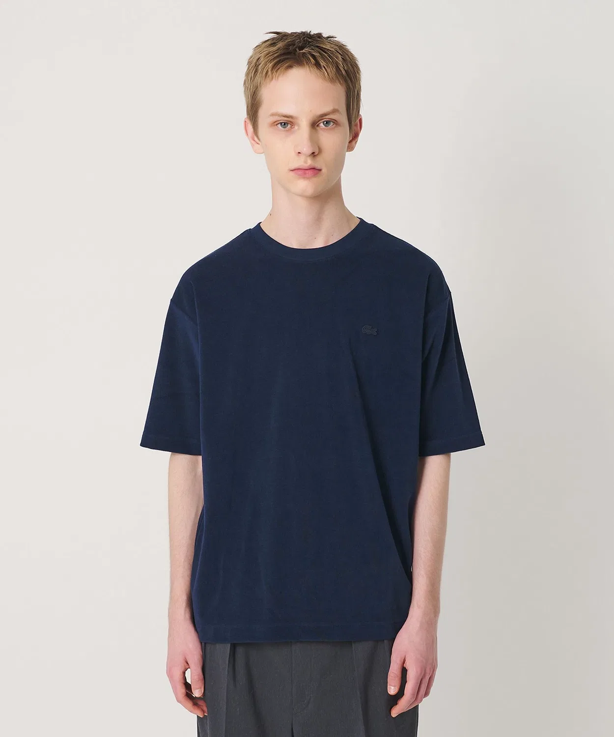 Мужская футболка с коротким рукавом из махровой ткани LACOSTE for BEAUTY&YOUTH, Navy — фото 4