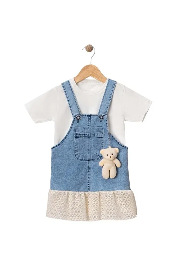 Детское платье для девочек с принтом Bear jeans dress Babexi, Blue