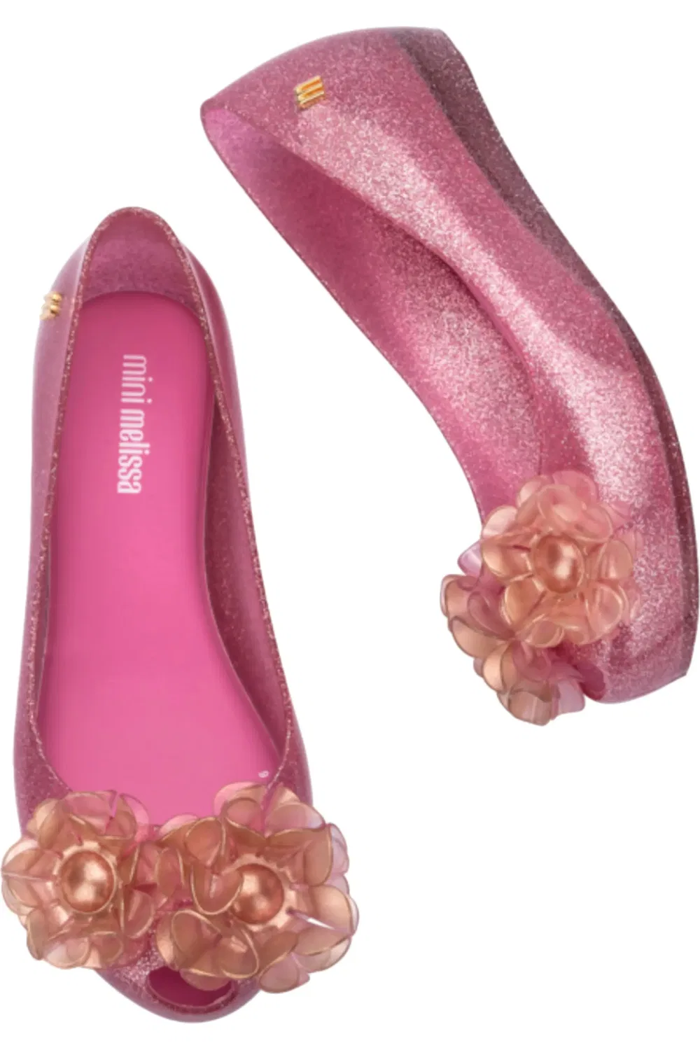 Детские туфли балетки с цветочными аппликациями Springtime Mini Melissa, Glitter Pink — фото 3