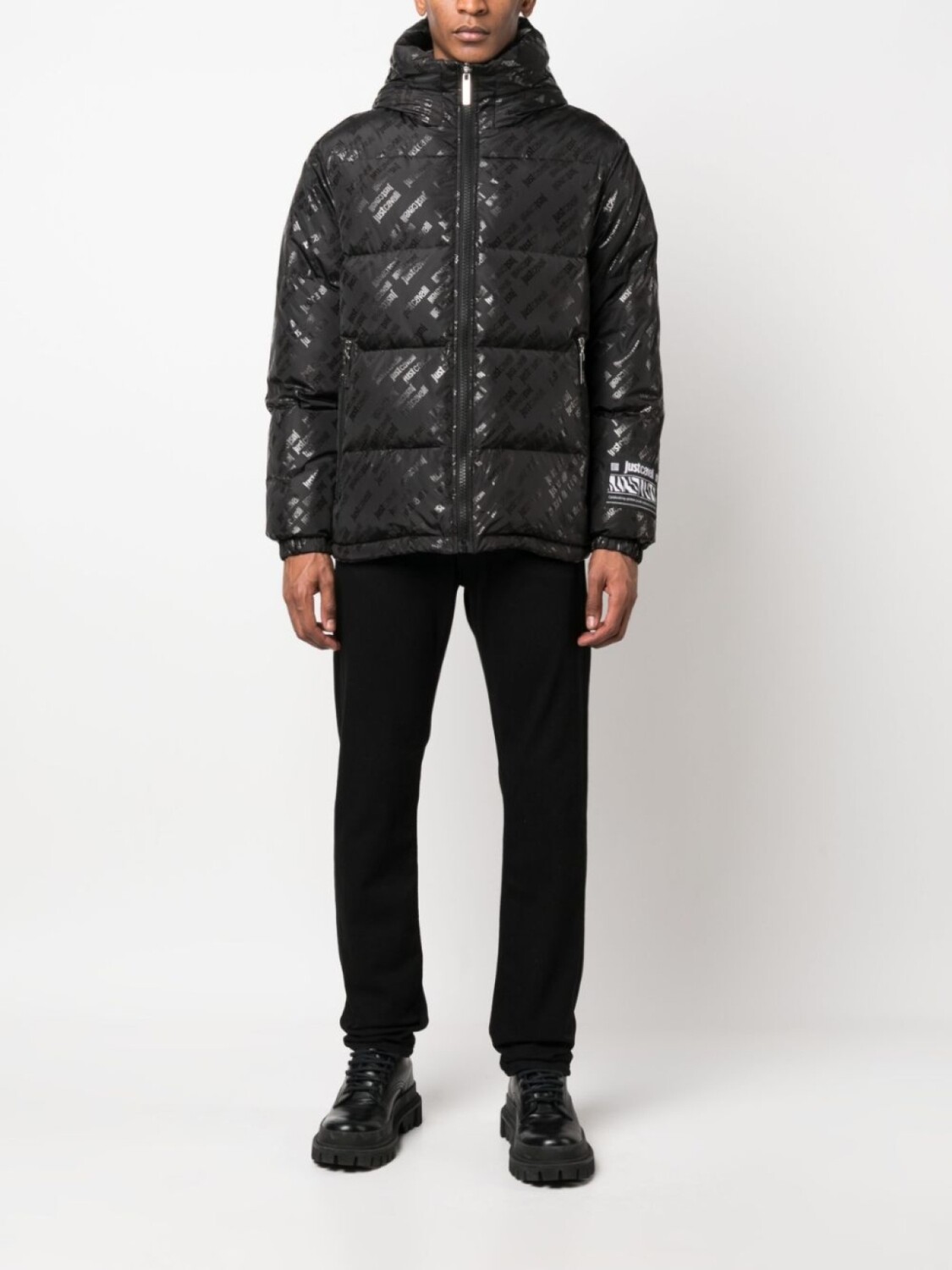 

Just Cavalli пуховик с капюшоном и логотипом, черный
