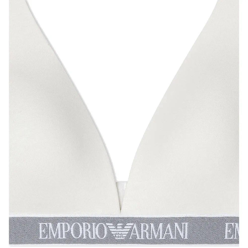 Женское бюстгальтер-треугольник с логотипом Emporio armani, White — фото 4
