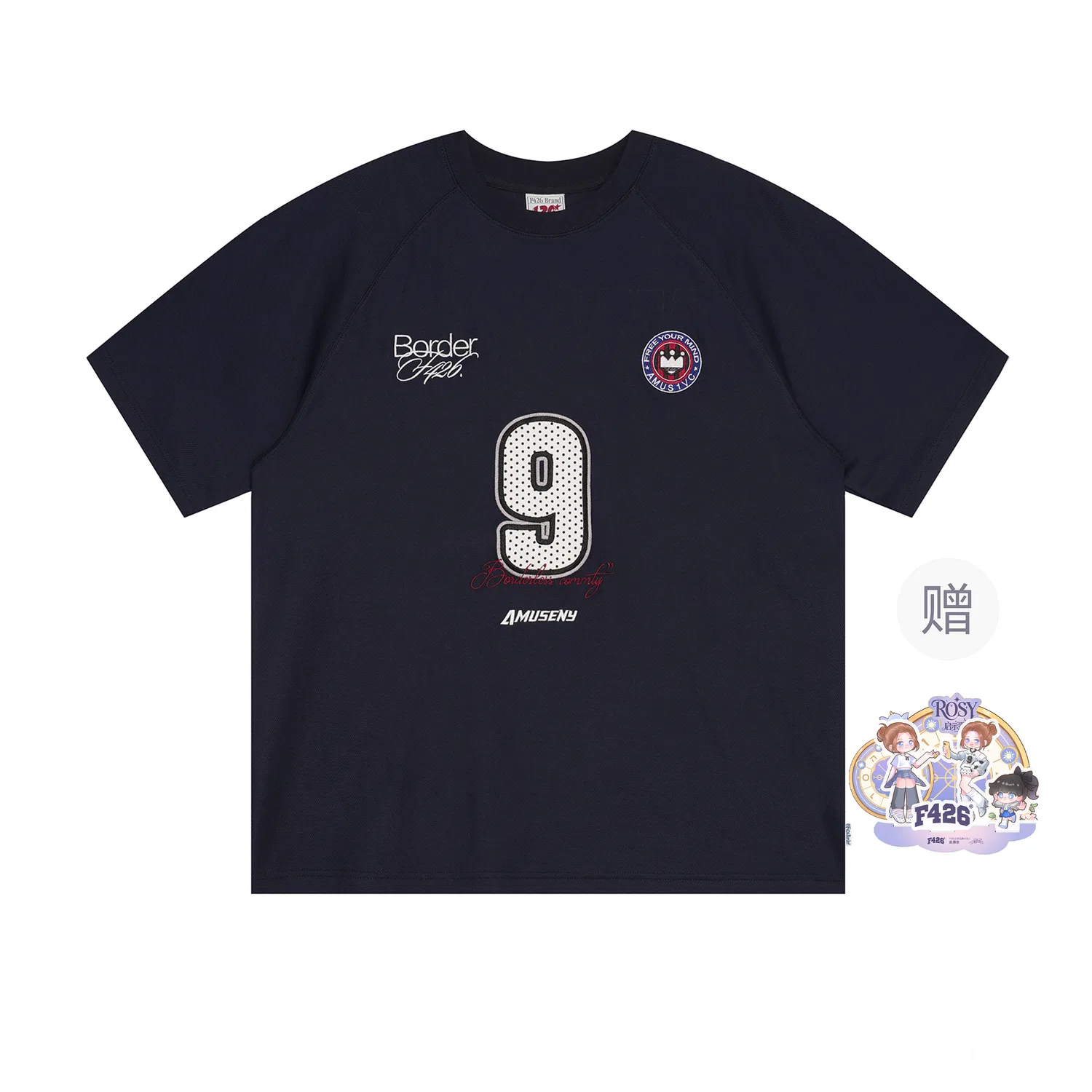 Детская футболка с круглым вырезом свободного кроя F426, Navy Blue — фото 3
