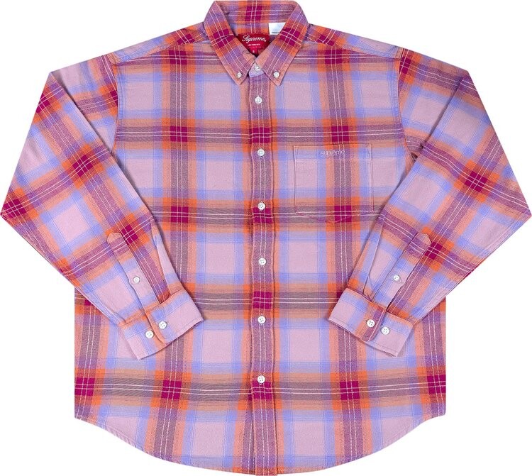 

Рубашка Supreme Brushed Plaid Flannel Shirt 'Pink', розовый