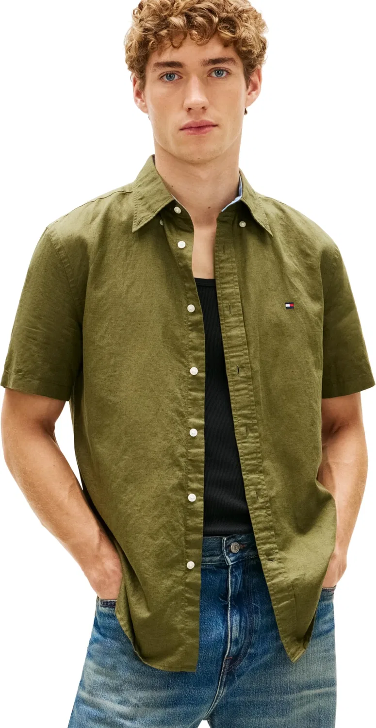 Мужская рубашка с коротким рукавом Tommy Hilfiger, Dark Artichoke
