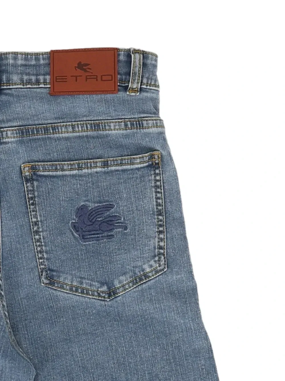 Джинсы широкого кроя с вышивкой Pegaso Etro Kids, синий — фото 3