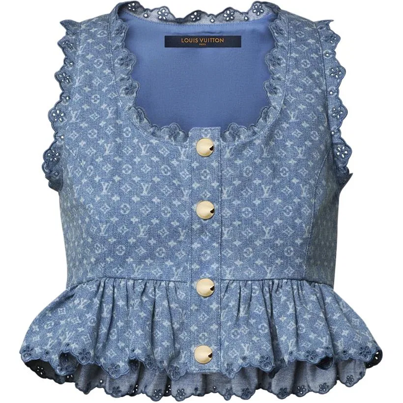 Женский укороченный топ с монограммой LOUIS VUITTON, Blue
