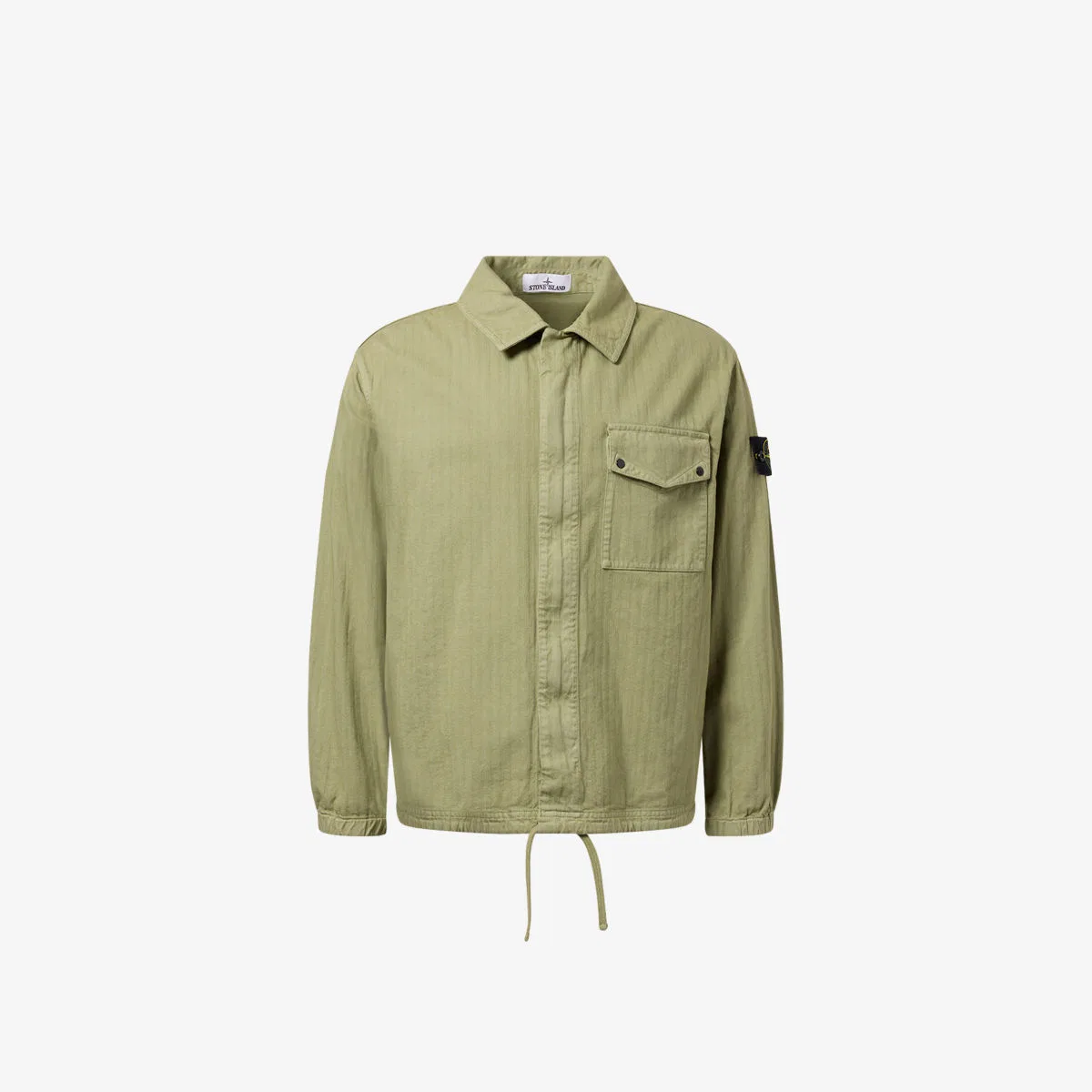 Хлопковая рубашка-накидка compass-badge в елочку Stone Island, зеленый