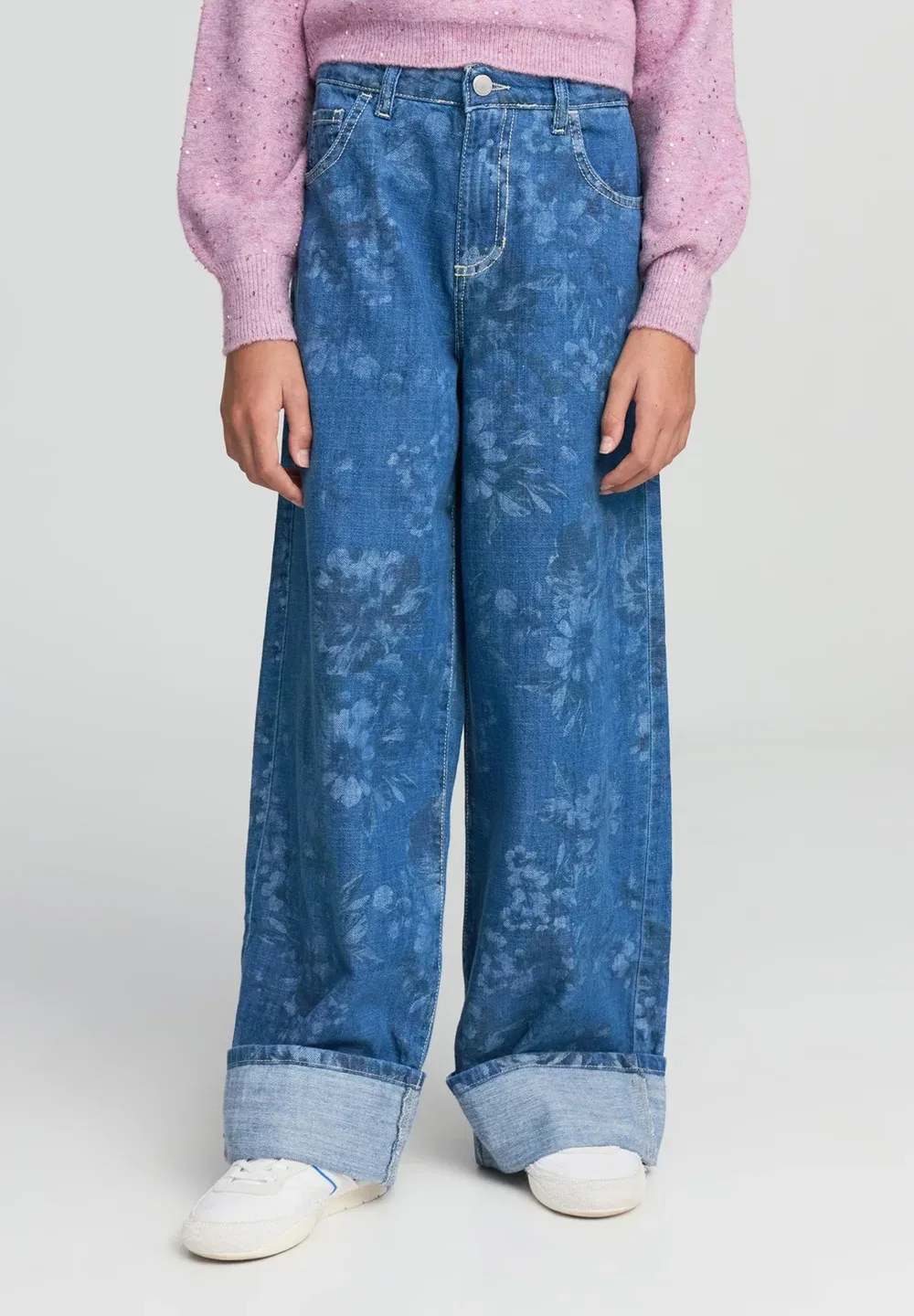 Con Stampa Fiori - джинсы свободного кроя Terranova, Blu Denim Medio — фото 2