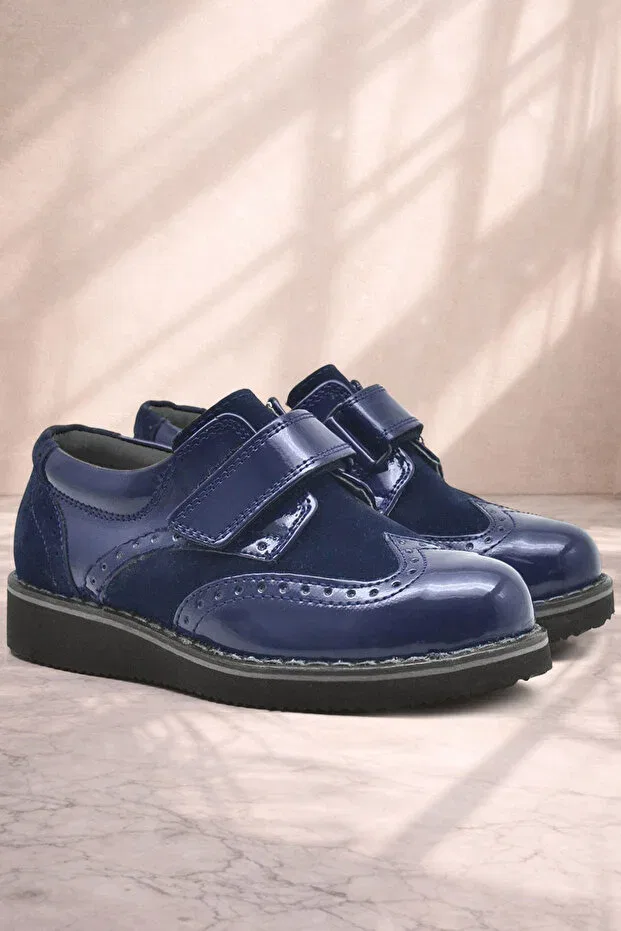 Детские туфли для мальчиков патентованные Hidra Rakerplus, Navy Blue