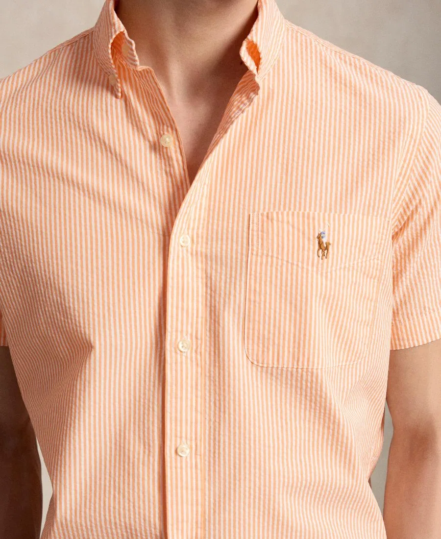 Рубашка с коротким рукавом, классический крой, модель RL Prepster Polo Ralph Lauren, Classic Peach/White — фото 3