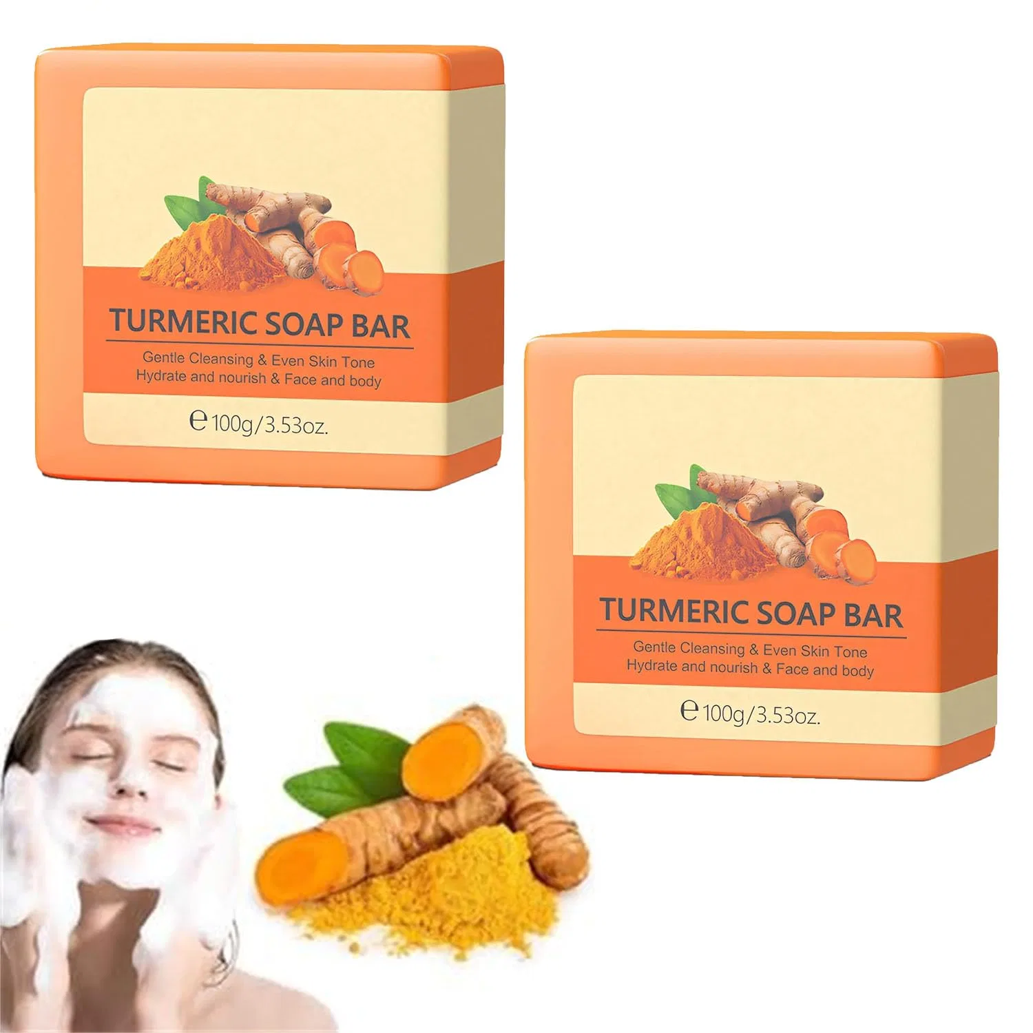 Мыло Turmeric Soap для лица и тела, 100 г, 2 шт Generisch
