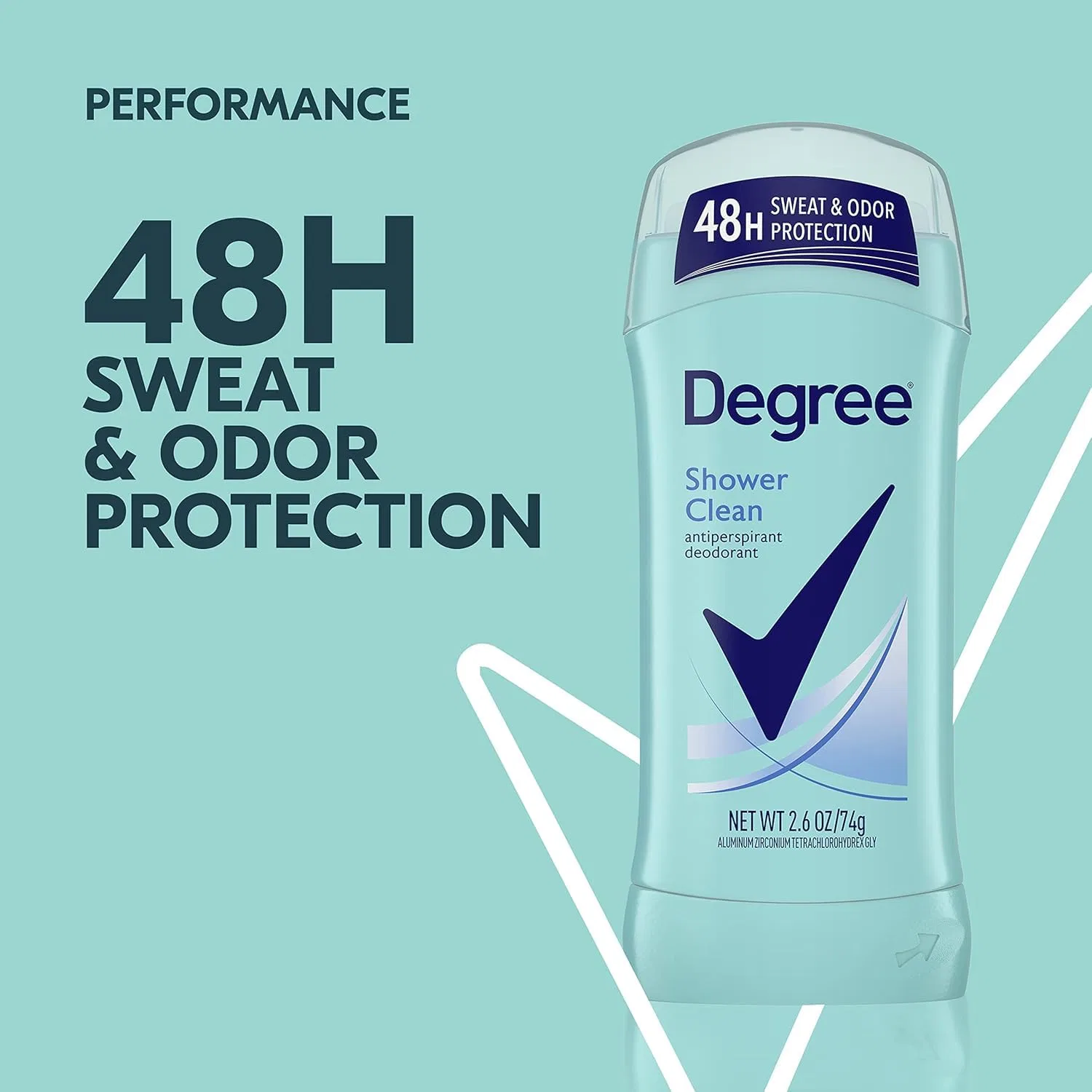 Антиперспирант-дезодорант Degree Shower Clean, для женщин, невидимый твердый, набор 3 шт., 2.6 унции — фото 2