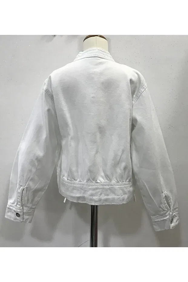 Детское джинсовая куртка для девочек с длинным рукавом Nonno Kids, White — фото 4