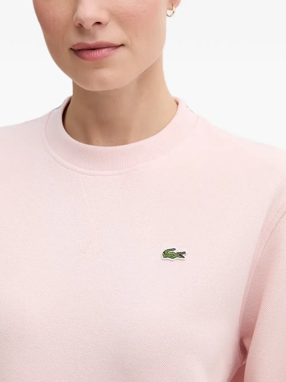 Свитер Lacoste с логотипом на нашивке и ребристой отделкой, розовый — фото 4