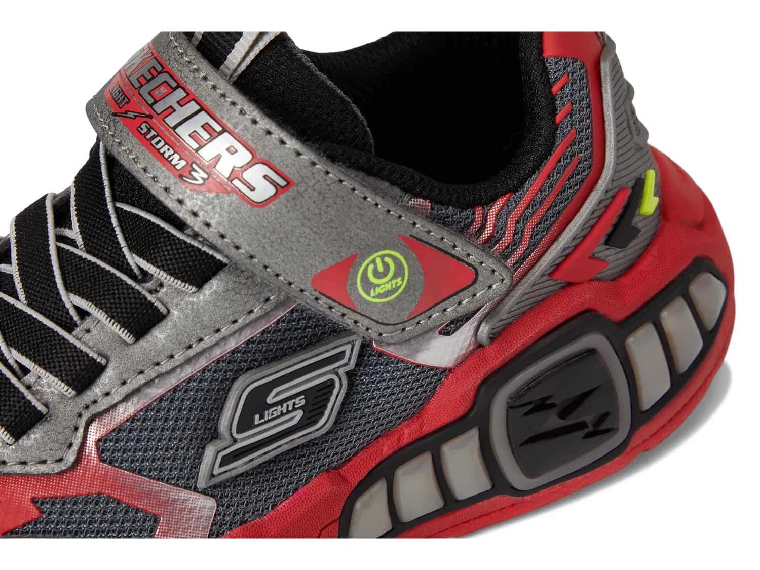 Детские кроссовки для мальчиков с подсветкой Light Storm 3 Skechers, Charcoal Gunmetal — фото 2