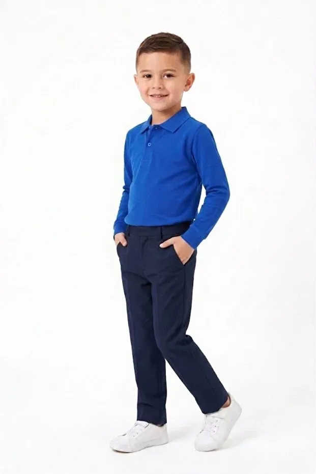 Детская футболка с длинным рукавом Unisex Poloyaka Long Sleeve School T-Shirt Nacar Store, Saks Blue — фото 3