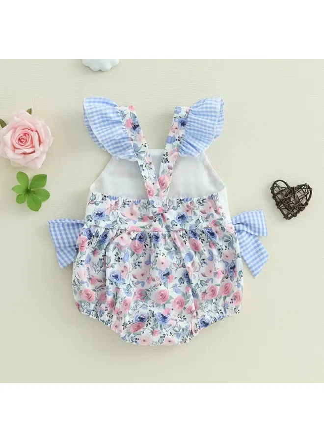 Боди-комбинезон с цветочным принтом и бантами Matching Family Outfits, голубой — фото 2
