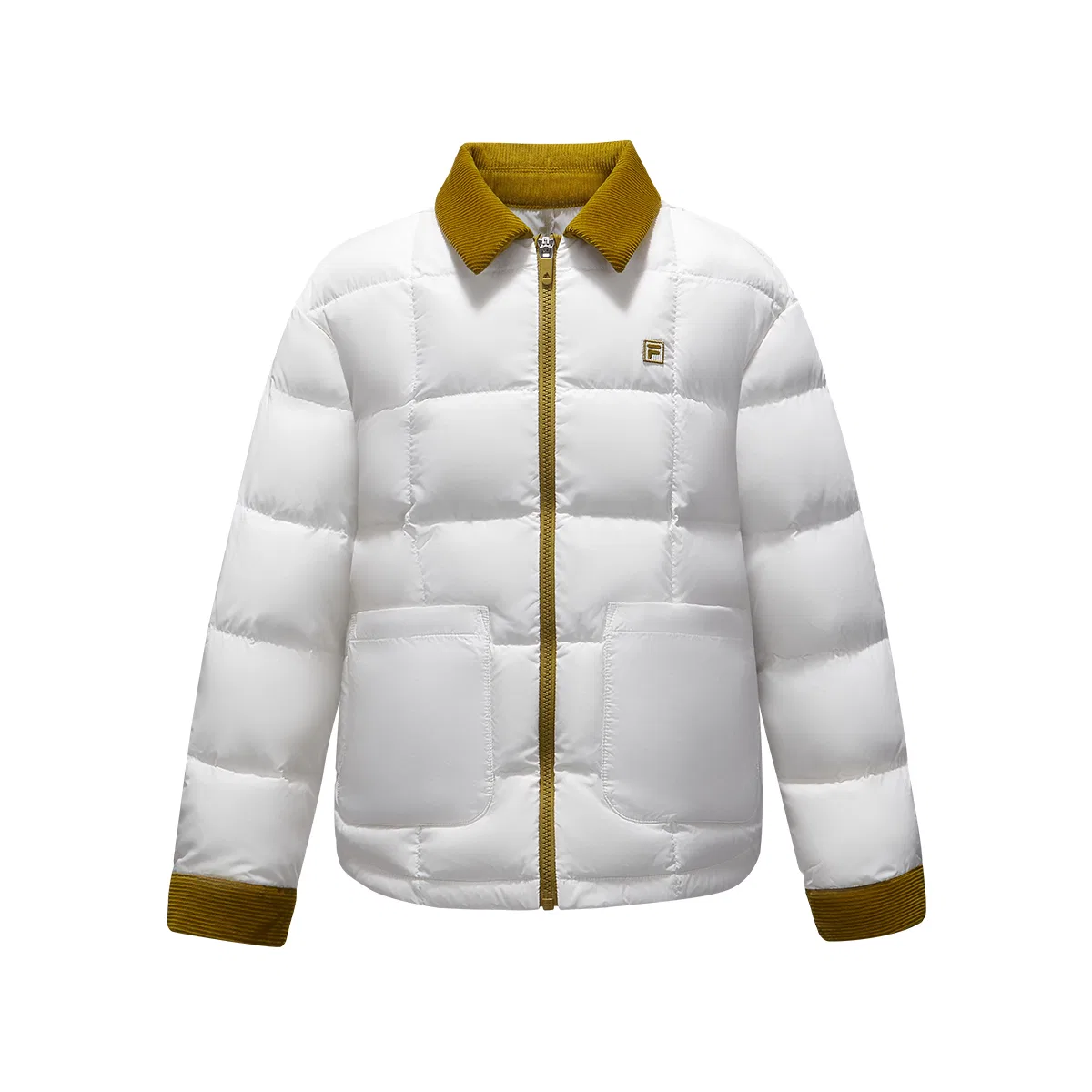 Детский пуховик с отложным воротником утепленный ветрозащитный White FILA KIDS — фото 3