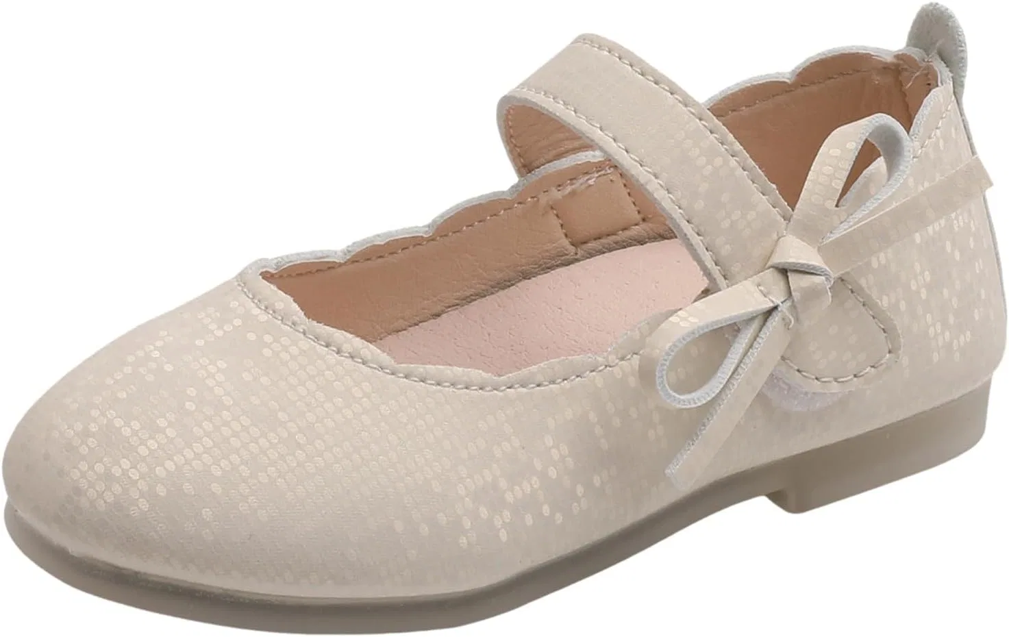Детские кроссовки для девочек с бантом, кожаные, на мягкой подошве, Beige