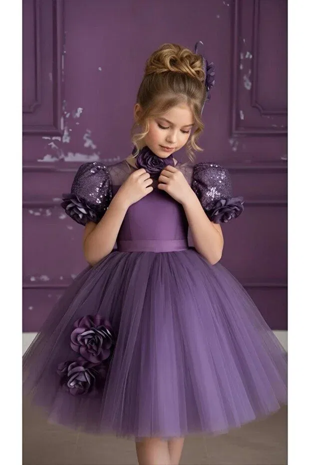 Детское платье для девочек с коротким рукавом-реглан Basics Mc Minicool, Purple — фото 3