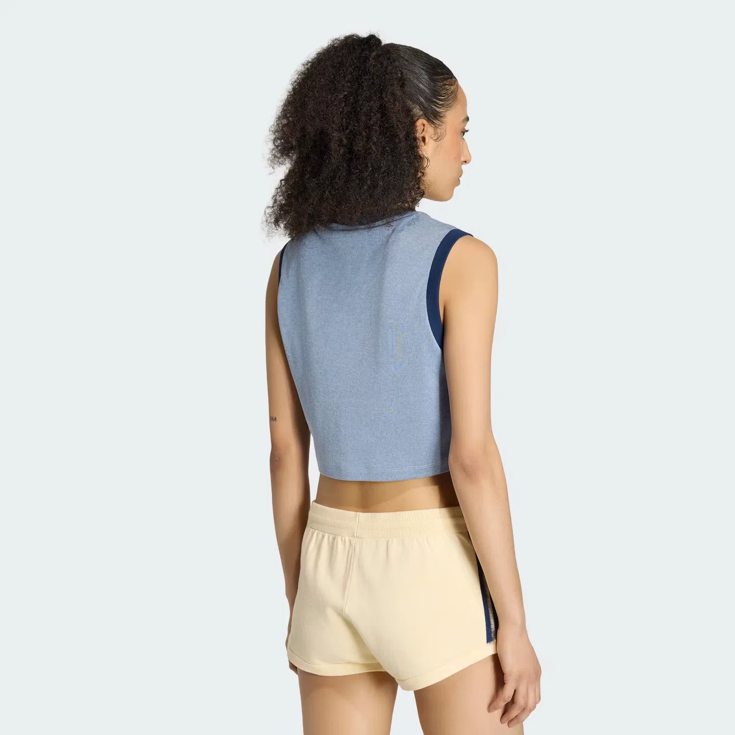 Женская рубчатая майка с тонкими полосками Heather Tank Adidas Originals, Night Indigo/Blue Dawn — фото 2