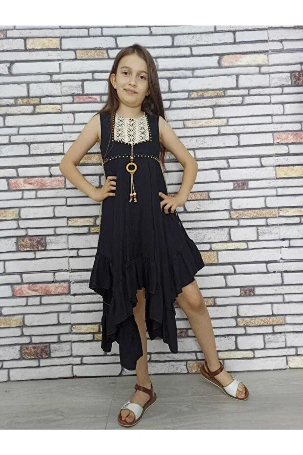 Детское платье для девочек без рукавов Asortik Kids, Black