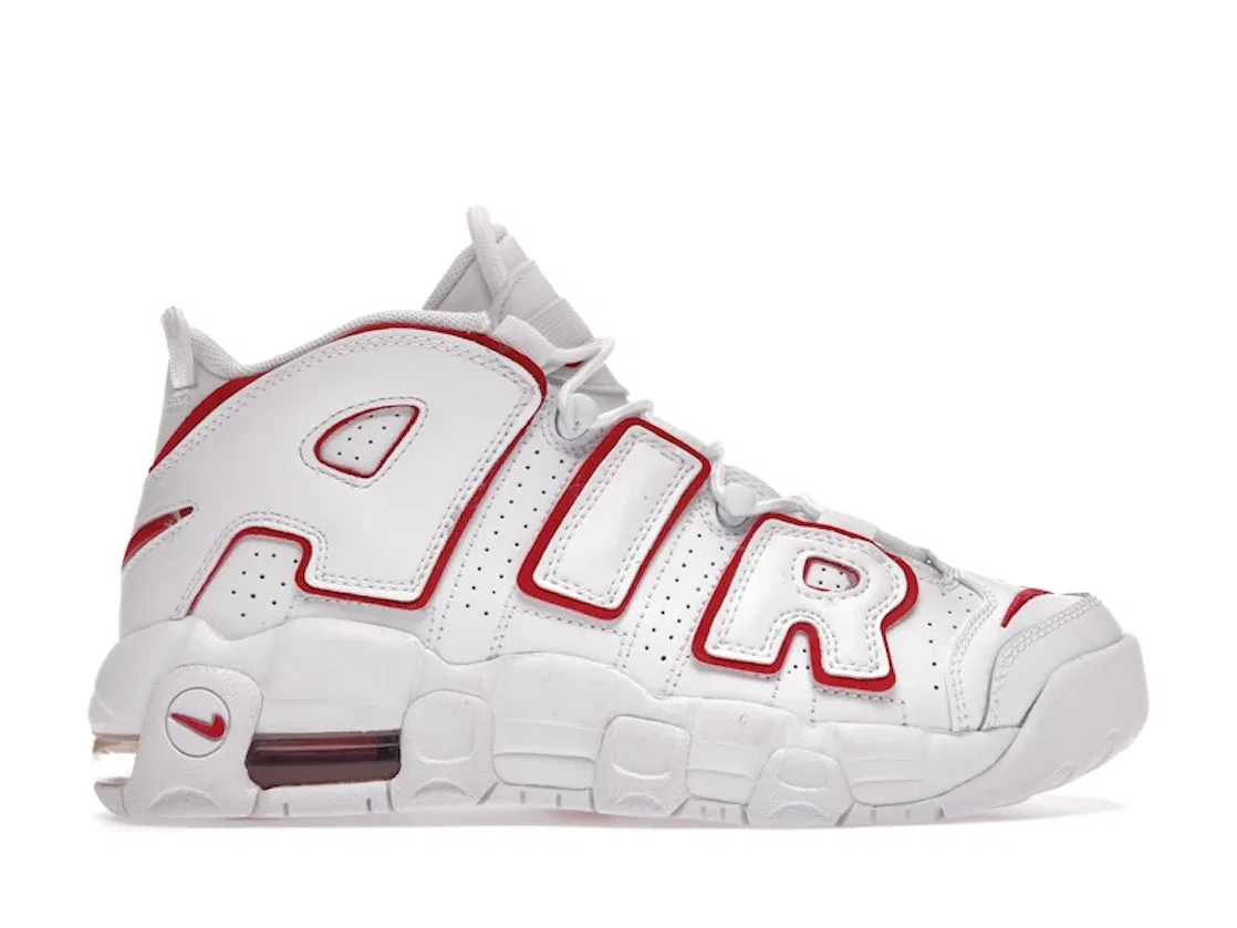 Детские кроссовки для мальчиков и девочек с bold дизайном Nike Air More Uptempo Nike, White/Varsity Red-White