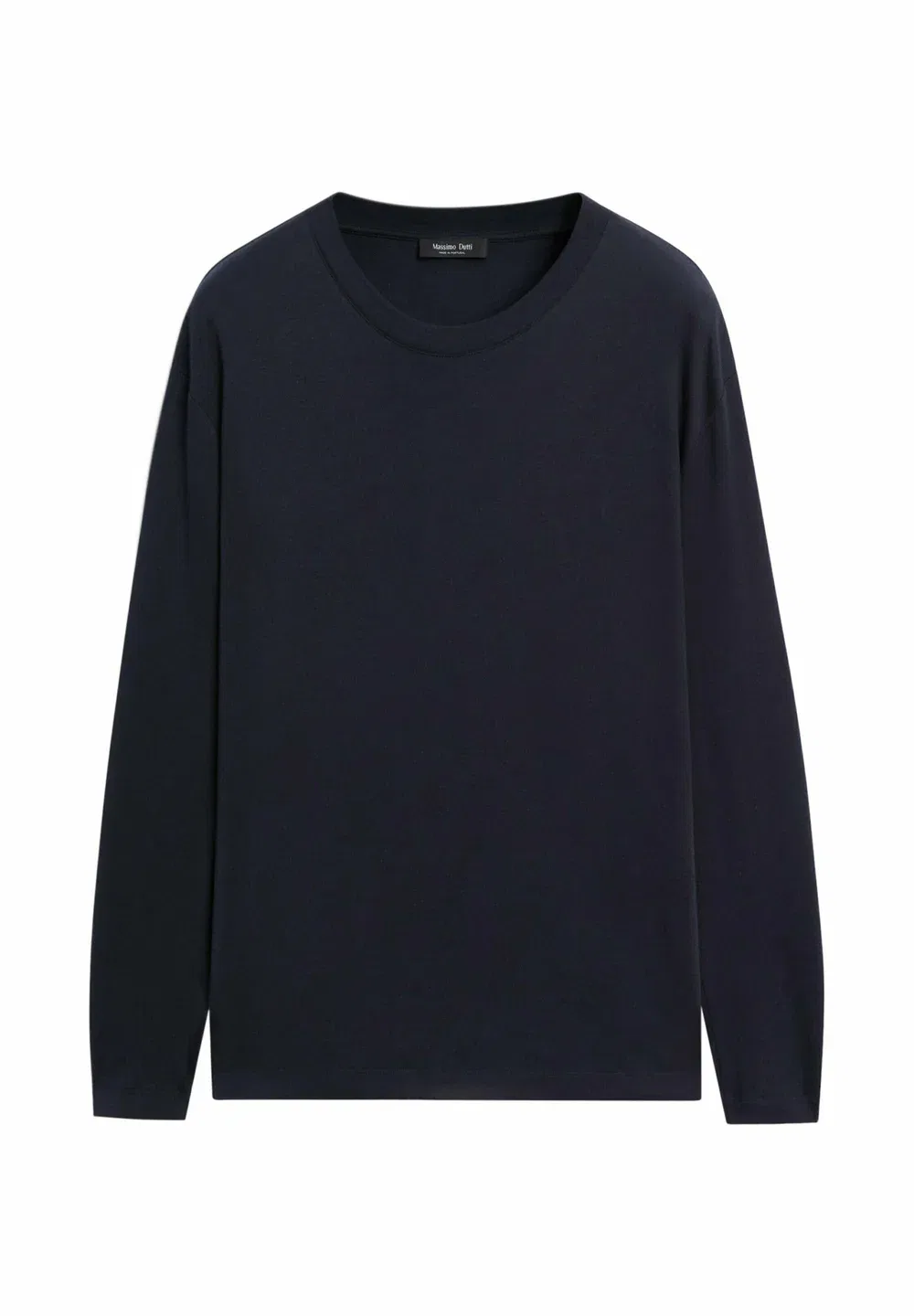 Футболка с длинным рукавом из 100% хлопка Massimo Dutti, Mottled Dark Blue — фото 2