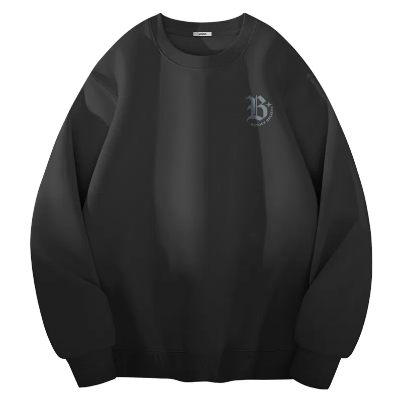 Детский свитшот из хлопка MINISO, Dark Gray Gothic Gray Chest Logo