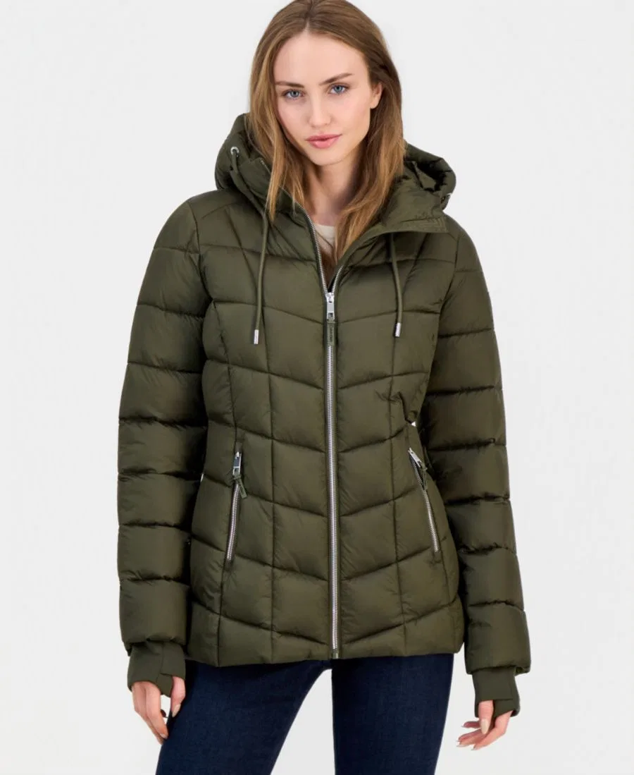 Пуховик Calvin Klein с капюшоном и кулиской, Olive Night