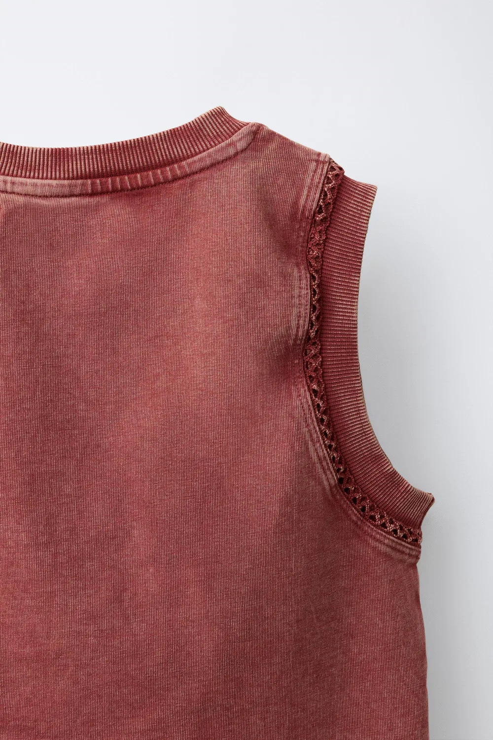 Футболка из плотного трикотажа с вышивкой ZARA, Terracotta — фото 4